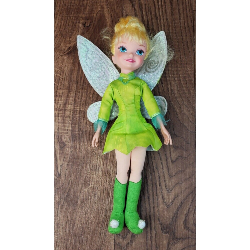 Disney Tinker Bell 14" Plush Doll Vinyl Head Hands 2010 Jakks Pacific